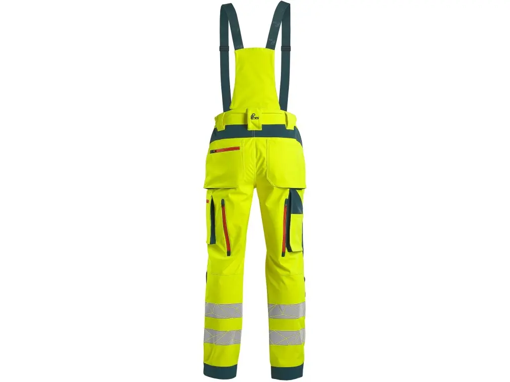 CANIS CXS BEDFORD výstražné pánské softshellové kalhoty žlutá/petrolová - Obrázek 2
