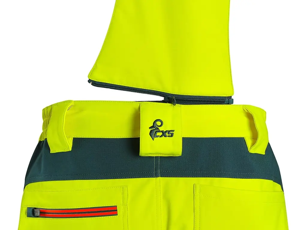 CANIS CXS BEDFORD výstražné pánské softshellové kalhoty žlutá/petrolová - Obrázek 3
