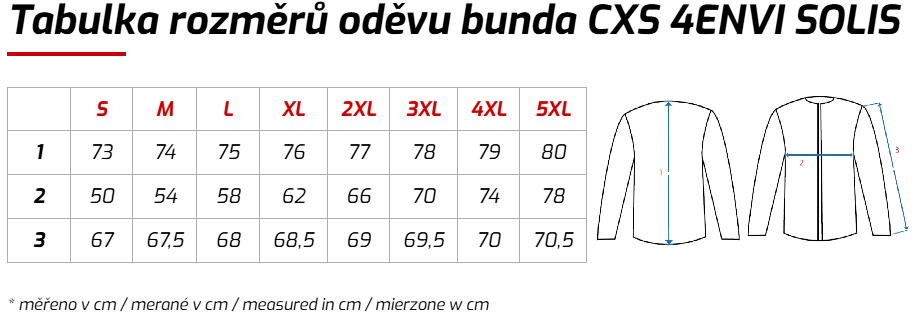 Canis CXS 4ENVI SOLIS Pánská fleecová mikina červeno-černá tabulka velikostí