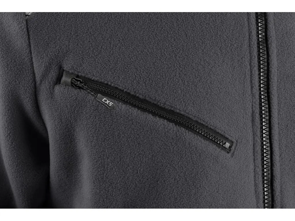 Canis CXS 4ENVI SOLIS - Pánská fleecová mikina šedo-černá náprsní kapsa