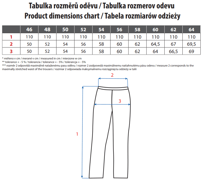 CANIS CXS ENZO pepito kalhoty pánské 100% bavlna tabulka velikostí 