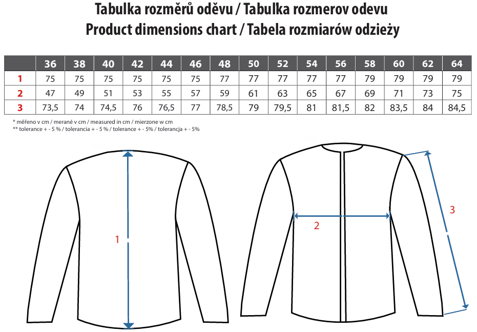 CANIS CXS RAVI kuchařský rondon pánský bílý tabulka velikostí