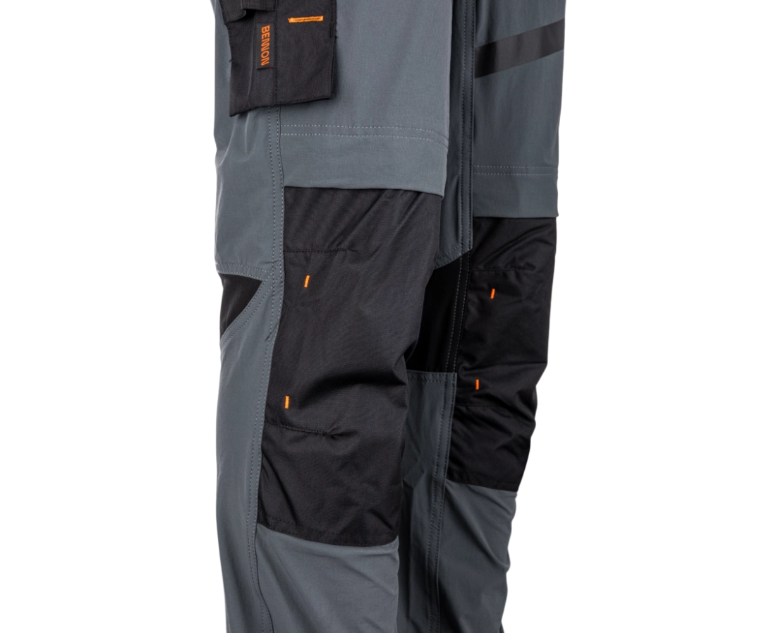 BENNON ARGON strečové pracovní kalhoty šedo černé kolena