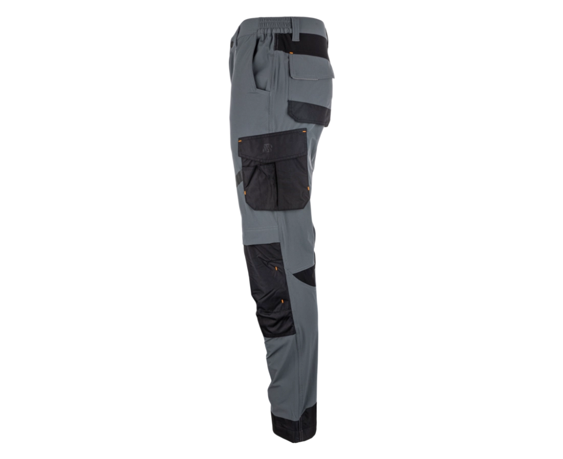 BENNON ARGON strečové pracovní kalhoty šedo černé levý bok