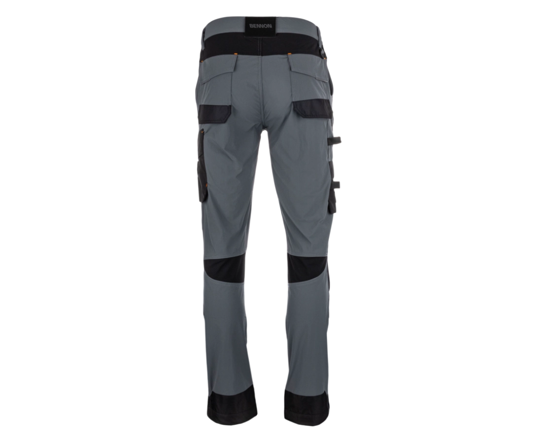 BENNON ARGON strečové pracovní kalhoty šedo černé ze zadu