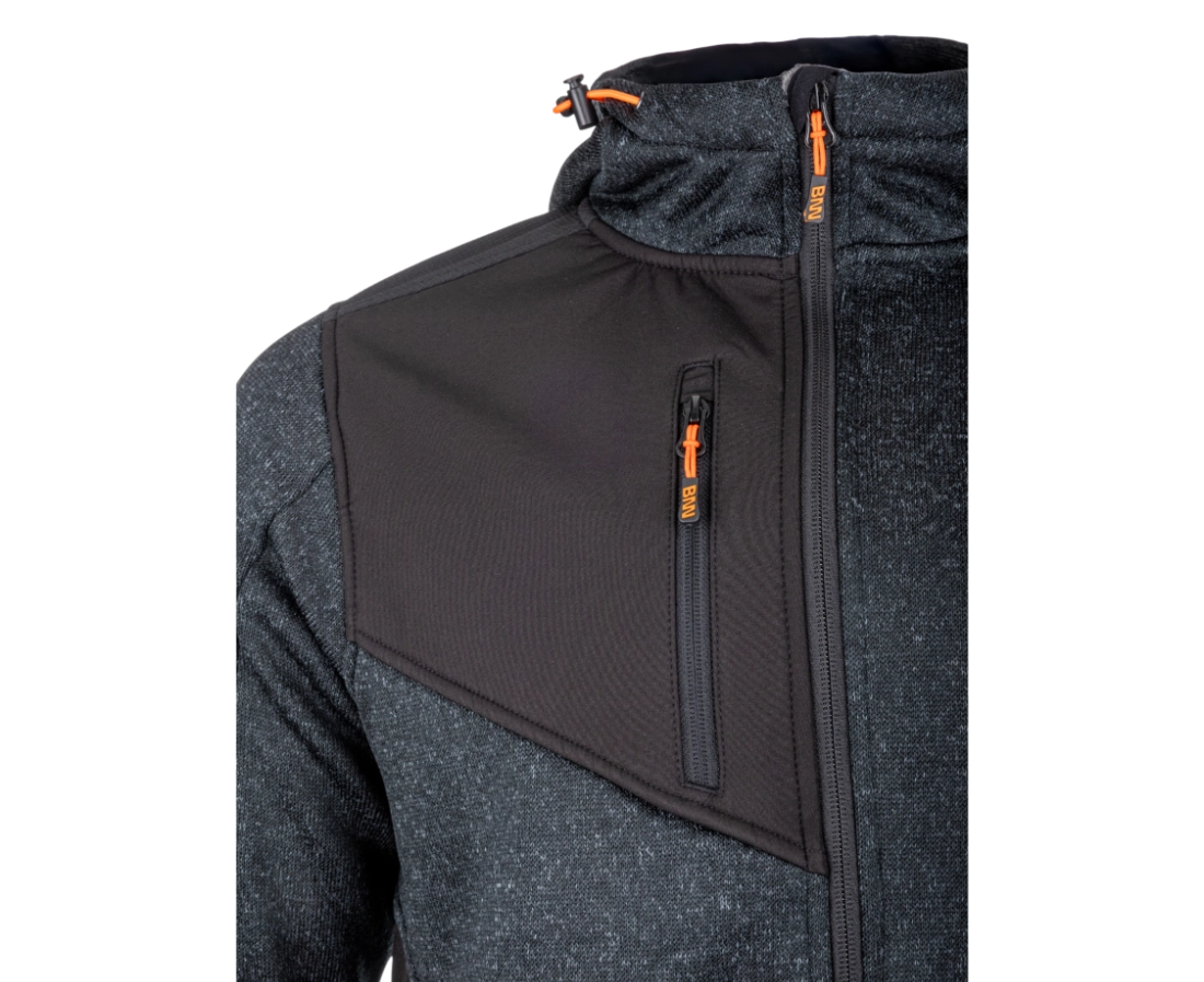 BENNON NORTOS mikina s kožešinou šedo-černá náprsní kapsa