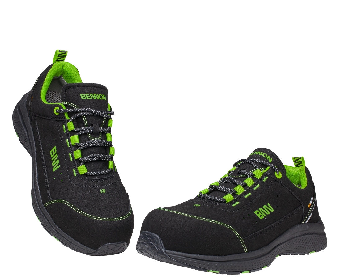 BENNON WIDEON S1PS ESD 4WIDE LOW - Pracovní boty S1PS - extra široké - černo-zelené