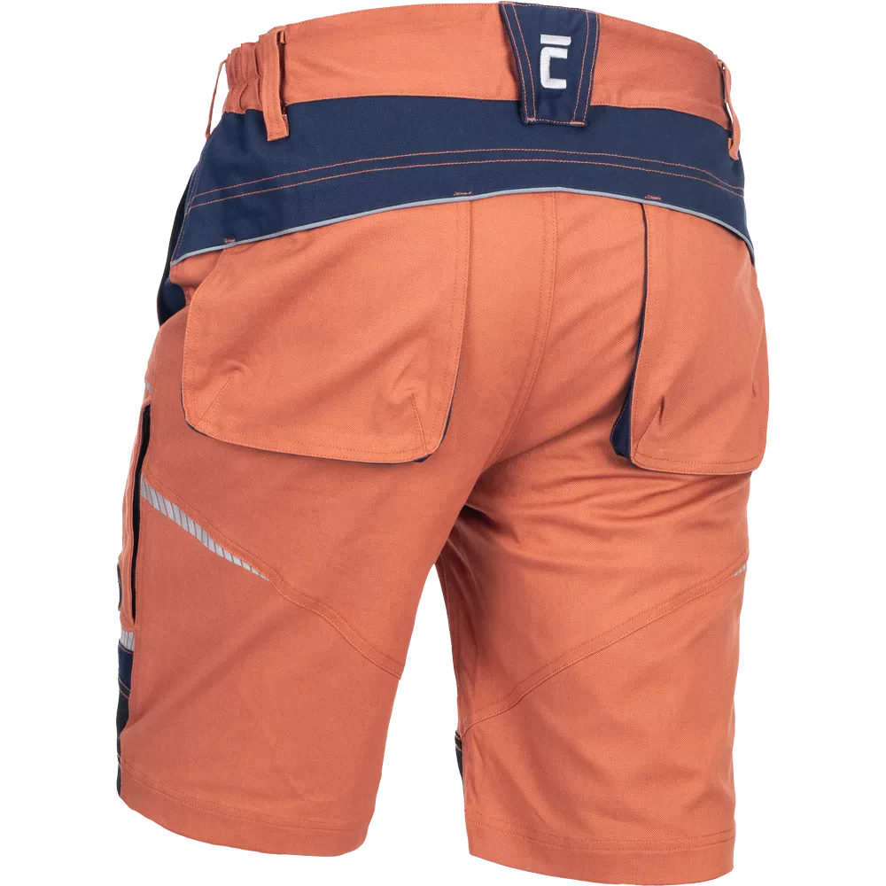 Outdoor kraťasy ČERVA STIRLING STRETCH pánské pracovní stretch šortky oranžové ze zadu