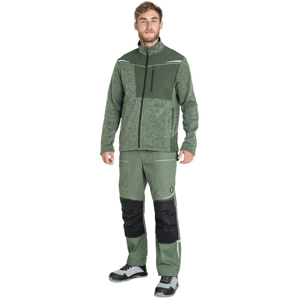 Pánský svetr Cerva Stirling Stretch, pracovní mikina na zip s kapsami zelená image