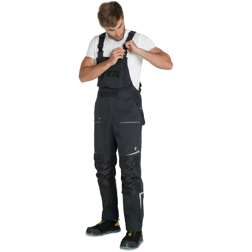 Pánské zahradníky ČERVA STIRLING STRETCH strečové pracovní kalhoty s laclem černé