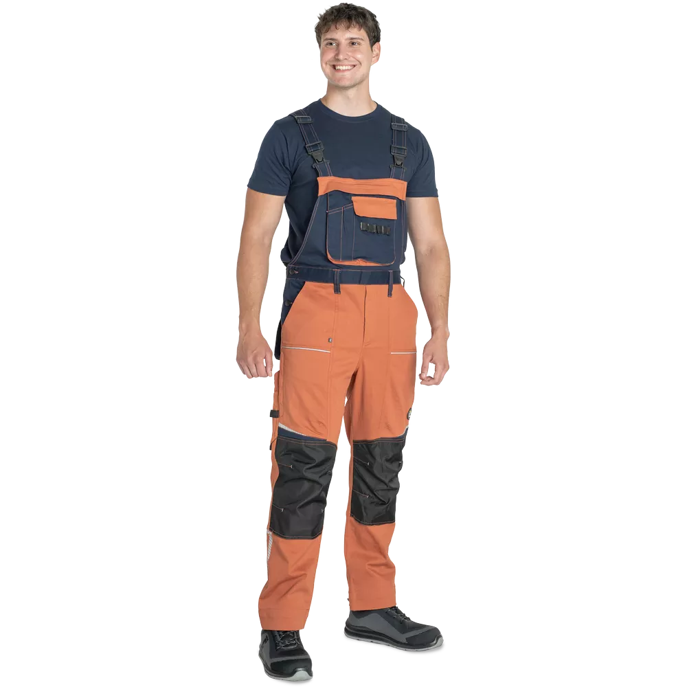 Pánské zahradníky ČERVA STIRLING STRETCH strečové pracovní kalhoty s laclem oranžové