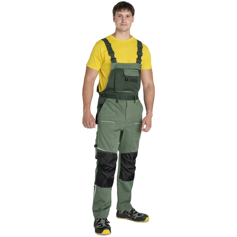 Pánské zahradníky ČERVA STIRLING STRETCH strečové pracovní kalhoty s laclem zelené