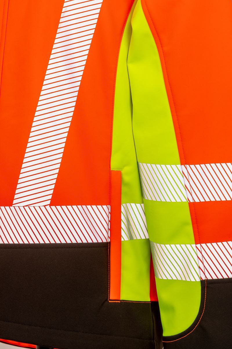 Bezpečnostní bunda COTTON CLASSICS RESULT R476X pánská reflexní softshellová bunda Hi-Vis oranžová detail