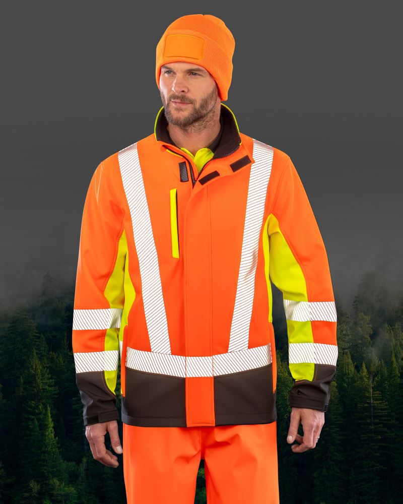 Bezpečnostní bunda COTTON CLASSICS RESULT R476X pánská reflexní softshellová bunda Hi-Vis oranžová, komplet