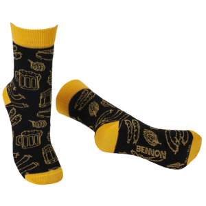 Veselé ponožky BENNONKY Beer Socks černo-žluté s pivním motivem